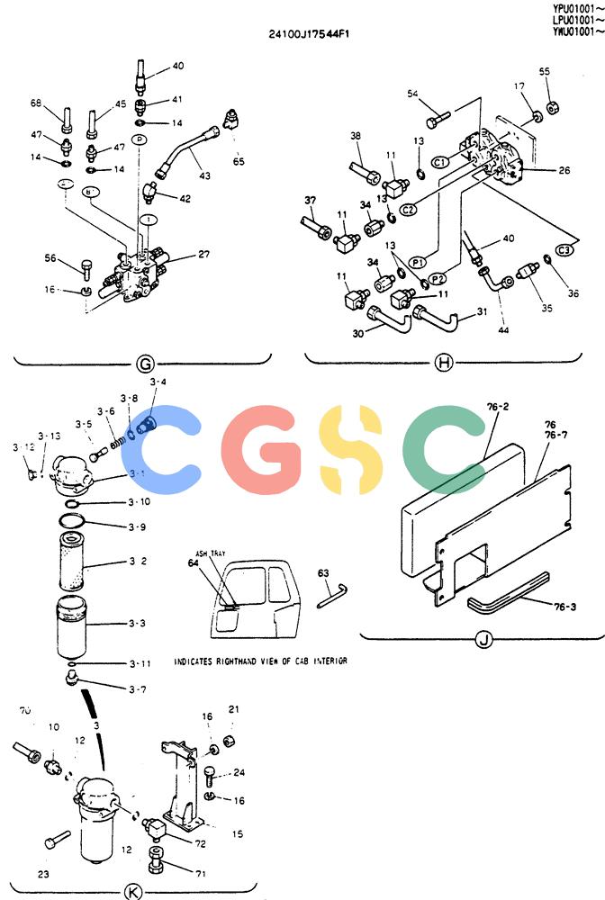 神钢零件查询(SK130LC) - EXCAVATOR BTW YPU1001 - YPU2000 (1/98-12/98) (04-004[02]) - UPPER HYDRAULICS (EXTRA & BREAKER) Kobelco