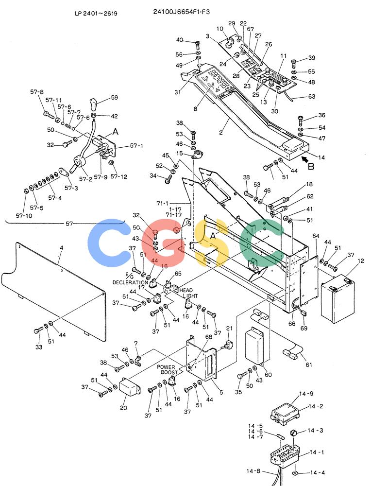 神钢零件查询(K905LC) - MARK II EXCAVATOR BTW YP1001 - YP1281 (1/87-12/03) (05-010) - PANEL ASSY, INST (P/N 24100J6654F1) Kobelco
