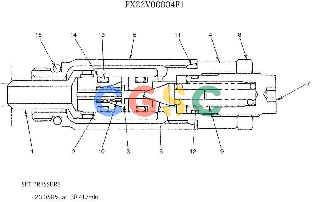 纽荷兰零件查询(E35SR) - COMPACT CRAWLER EXCAVATOR ASN PX13-15001 (N6TN61732) (NA) (1/06-) (07-016) - VALVE ASSY, RELIEF, P/N PX22V00004F1 New Holland Constructuion