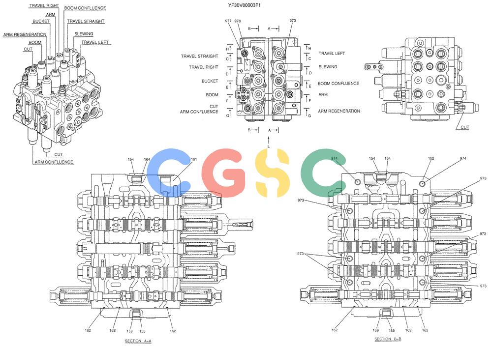 纽荷兰零件查询(E235SRLC) - CRAWLER EXCAVATOR BTW YU04-00837 - YU04-01417 (07-015[01]) - VALVE ASSY, CONTROL New Holland Constructuion
