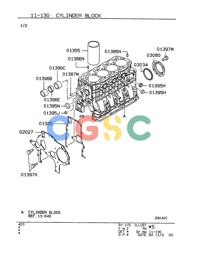 神钢零件查询(ED190LC-6E) - BLADE RUNNER EXCAVATOR/DOZER BTW YL03U0136 - YL03U0292 (1/05-12/06) (11-130) - CYLINDER BLOCK Kobelco
