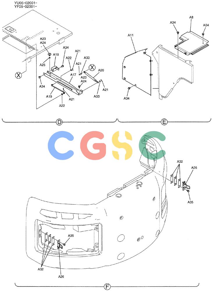 纽荷兰零件查询(E235BSRNLC) - CRAWLER EXCAVATOR ASN YU05-02001 (01-049[03]) - GUARD INSTAL, P/N YF21C00033F1 New Holland Constructuion