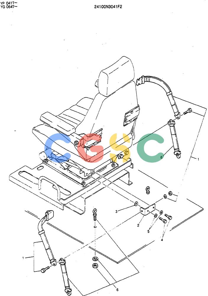 神钢零件查询(MD180LC) - EXCAVATOR ASN YG0647 (1/80-12/06) (08-005) - BELT ASSY, SEAT Kobelco
