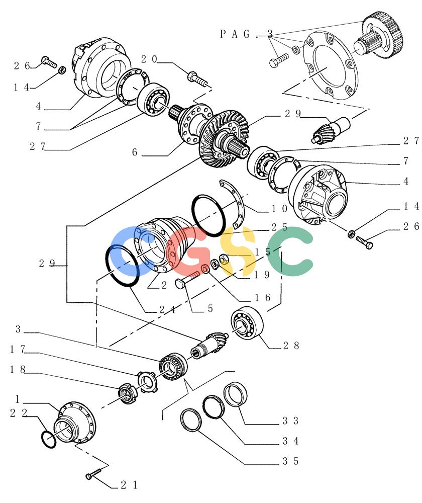 纽荷兰零件查询(D150) - CRAWLER DOZER (1/05-) (1.266[02]) - REAR TRANSMISSION - BEVEL GEAR SET New Holland Constructuion