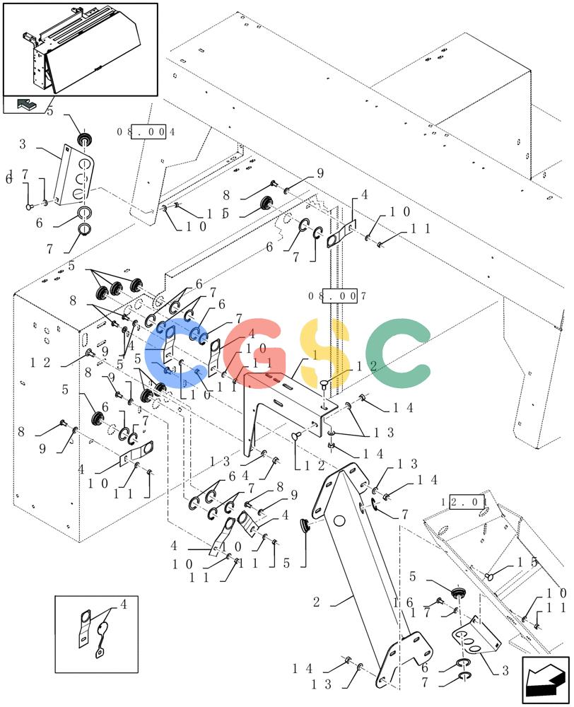 凯斯零件查询(LBX432S) - BIG RECTANGULAR BALER (3/03-12/08) (08.007A[01]) - TWINE BOX, RH Case Agriculture