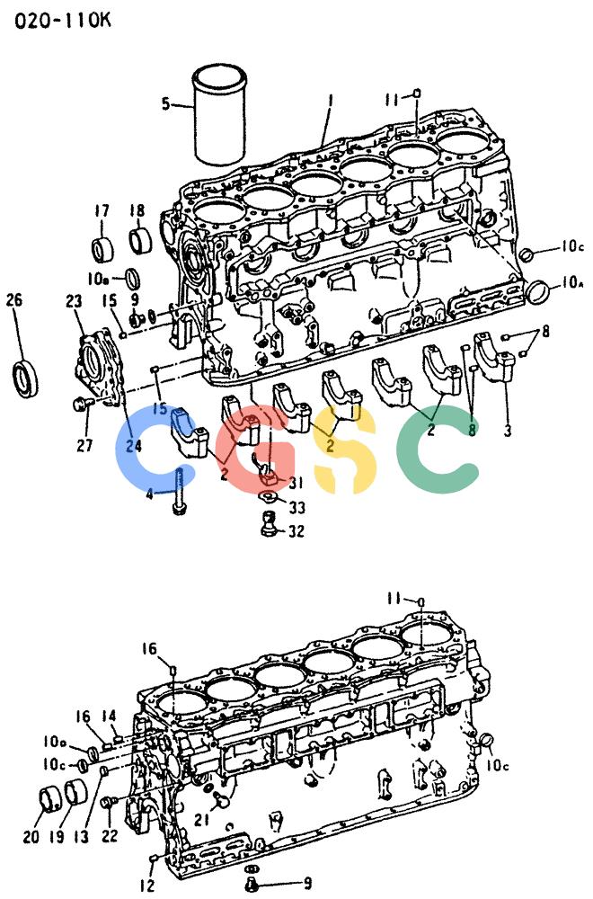 神钢零件查询(6D16-T) - MITSUBISHI DIESEL ENGINE - K909 II & K909LC II EXCAVATORS (1/87-12/06) (00-002) - CYLINDER BLOCK Kobelco