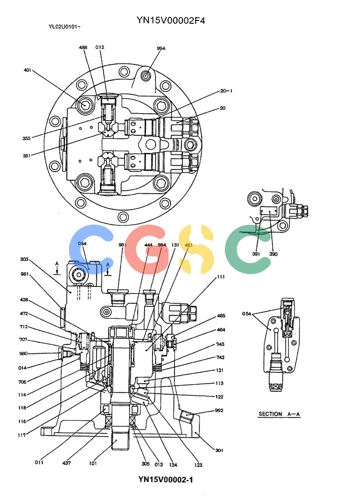 神钢零件查询(ED190LC) - BLADE RUNNER EXCAVATOR/DOZER BTW YL02U0101 - YL03U0135 (1/02-12/06) (06-025) - MOTOR ASSY (SWING) Kobelco