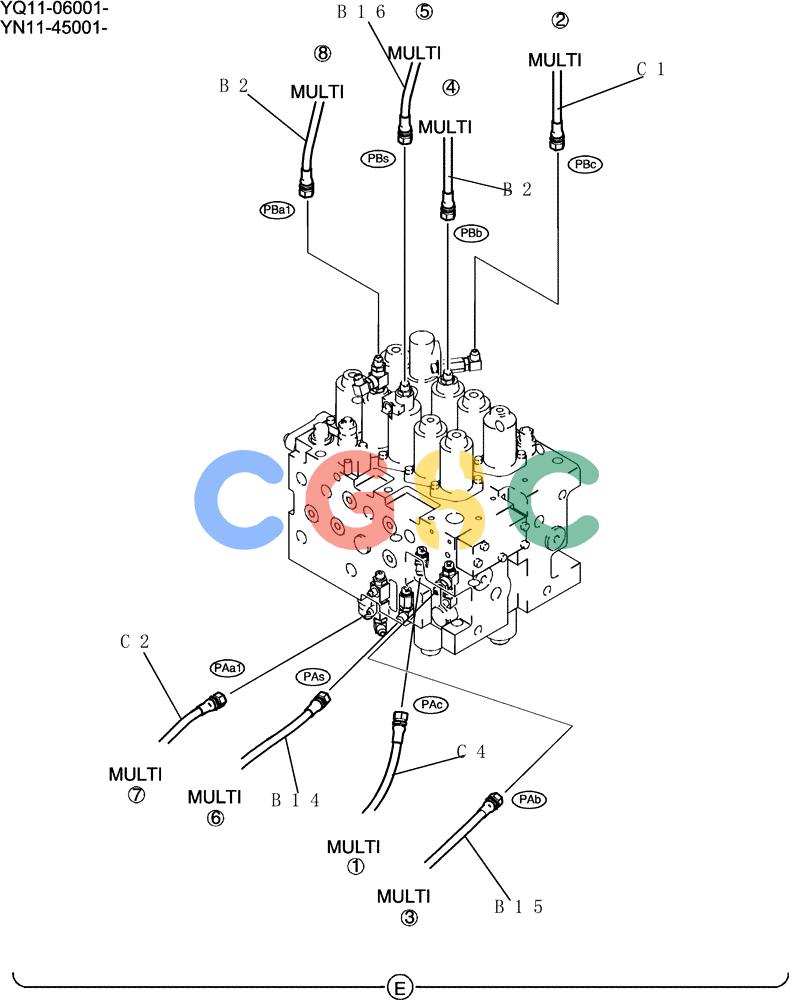 神钢零件查询(200-8) - EXCAVATOR S/N YN11-45001 - (1/06-12/09) (140-01-3-01) - CONTROL LINES, REMOTE Kobelco
