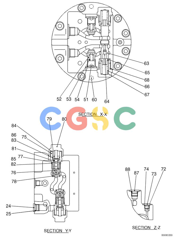 纽荷兰零件查询(E70BSR) - COMPACT CRAWLER EXCAVATOR BTW YT05-15001 - 18000 (NA) (4/08-) (08-05-00[02]) - MOTOR ASSEMBLY (PROPELLING), (YT15V00012F1), PAGE 2 OF 2 New Holland Constructuion