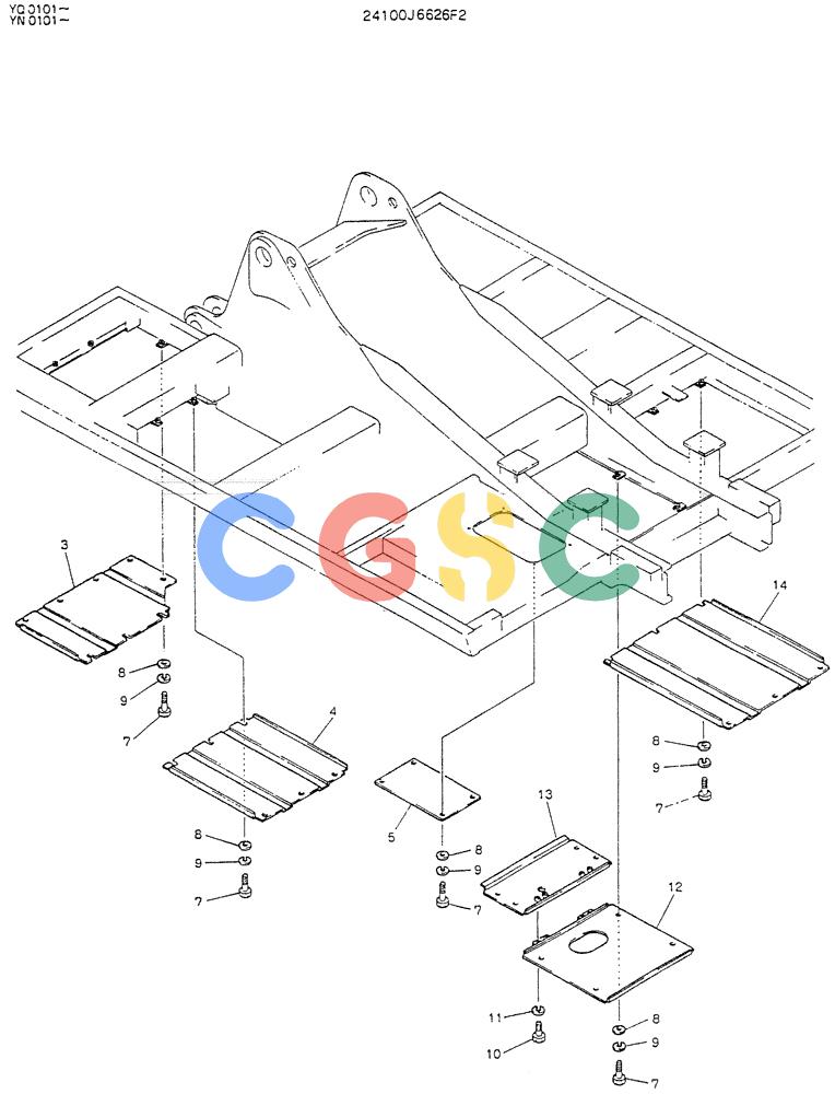 神钢零件查询(K907LC) - MARK II EXCAVATOR BTW YQ0101 - YQ0564 (1/87-12/03) (02-007) - COVER ASSY, UNDER Kobelco