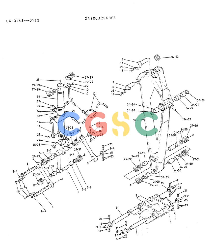神钢零件查询(K914) - EXCAVATOR ASN LR-0143 (1/79-12/03) (08-004) - ARM ASSY 2.7M P/N 24100J2969F3 Kobelco