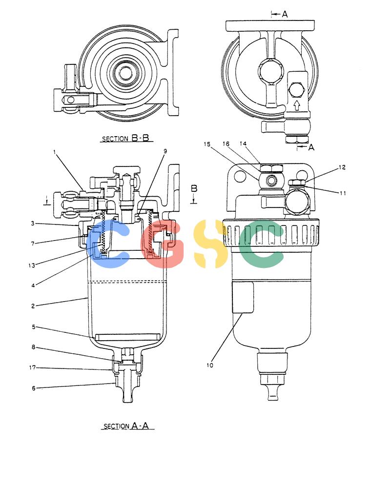 神钢零件查询(K912LC) - MARK II EXCAVATOR ASN YC-0301 (1/88-12/03) (05-010) - FILTER ASSY Kobelco