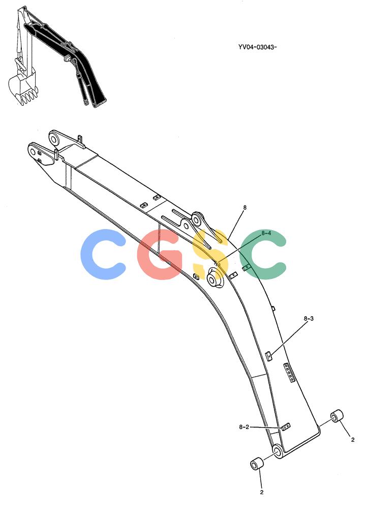 纽荷兰零件查询(E115SR) - CRAWLER EXCAVATOR ASN YV04-03043 (05-010) - BOOM ASSY, 4.26M (BOOM & ARM SAFETY) New Holland Constructuion