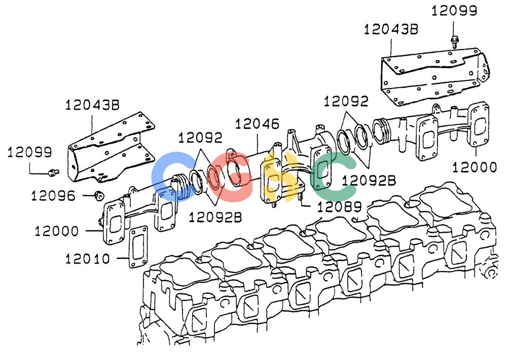 神钢零件查询(6D22-TC) - MITSUBISHI DIESL ENGINE - SK EXCAVATORS (1/06-12/06) (05-003) - EXHAUST MANIFOLD Kobelco