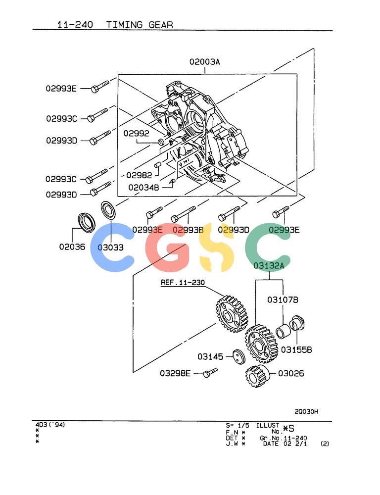 神钢零件查询(ED190LC-6E) - BLADE RUNNER EXCAVATOR/DOZER BTW YL03U0136 - YL03U0292 (1/05-12/06) (11-240) - TIMING GEAR Kobelco