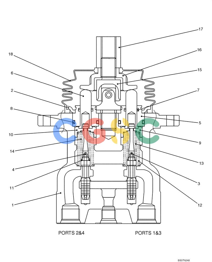 纽荷兰零件查询(E135B) - CRAWLER EXCAVATOR TIER 3 - ASN YH05-07001 (N8TA13006) (1/08-) (08-13[00]) - VALVE ASSEMBLY, PILOT (YN30V00111F1) New Holland Constructuion