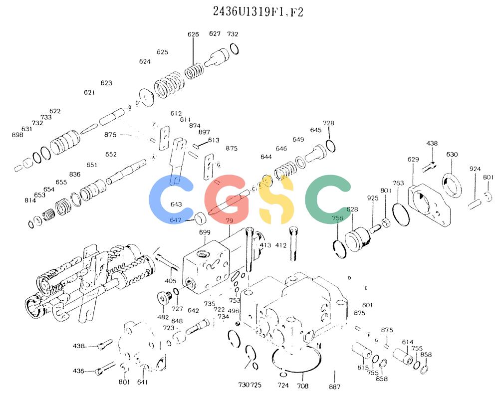 神钢零件查询(K904L) - MARK II EXCAVATOR BTW LX1501 - LX1525 (1/88-12/03) (11-013) - REGULATOR ASSY, P/N 2436U1319F1, F2 Kobelco
