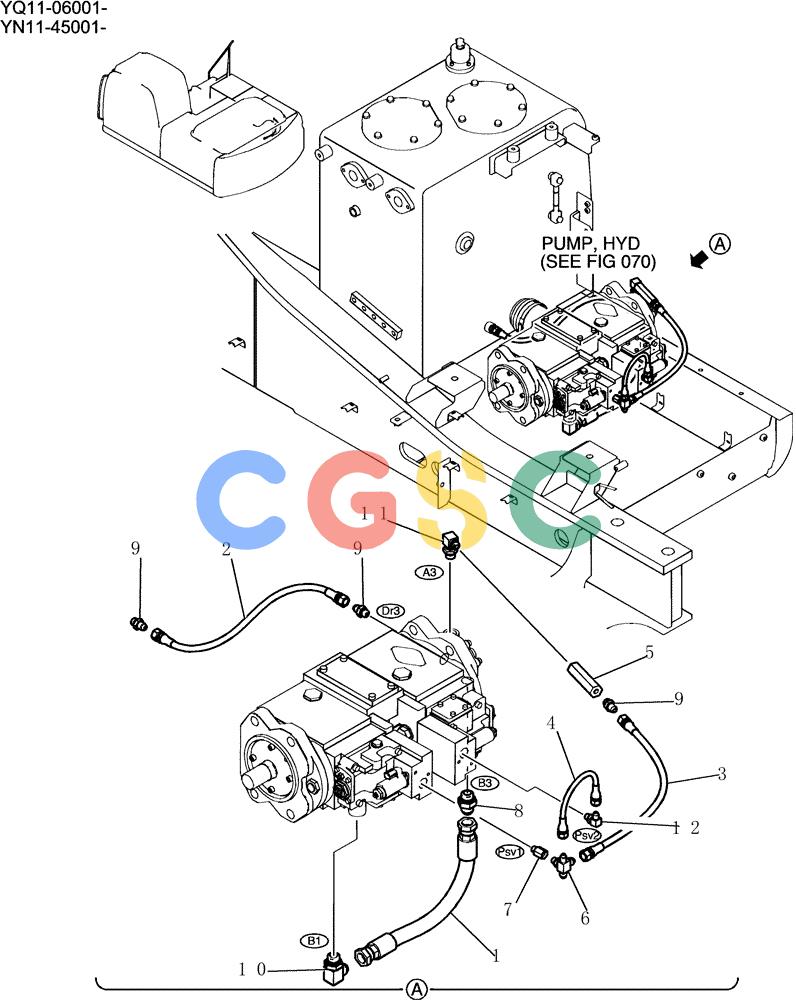 神钢零件查询(200-8) - EXCAVATOR S/N YN11-45001 - (1/06-12/09) (155-01-1) - CONTROL LINES, PUMP Kobelco