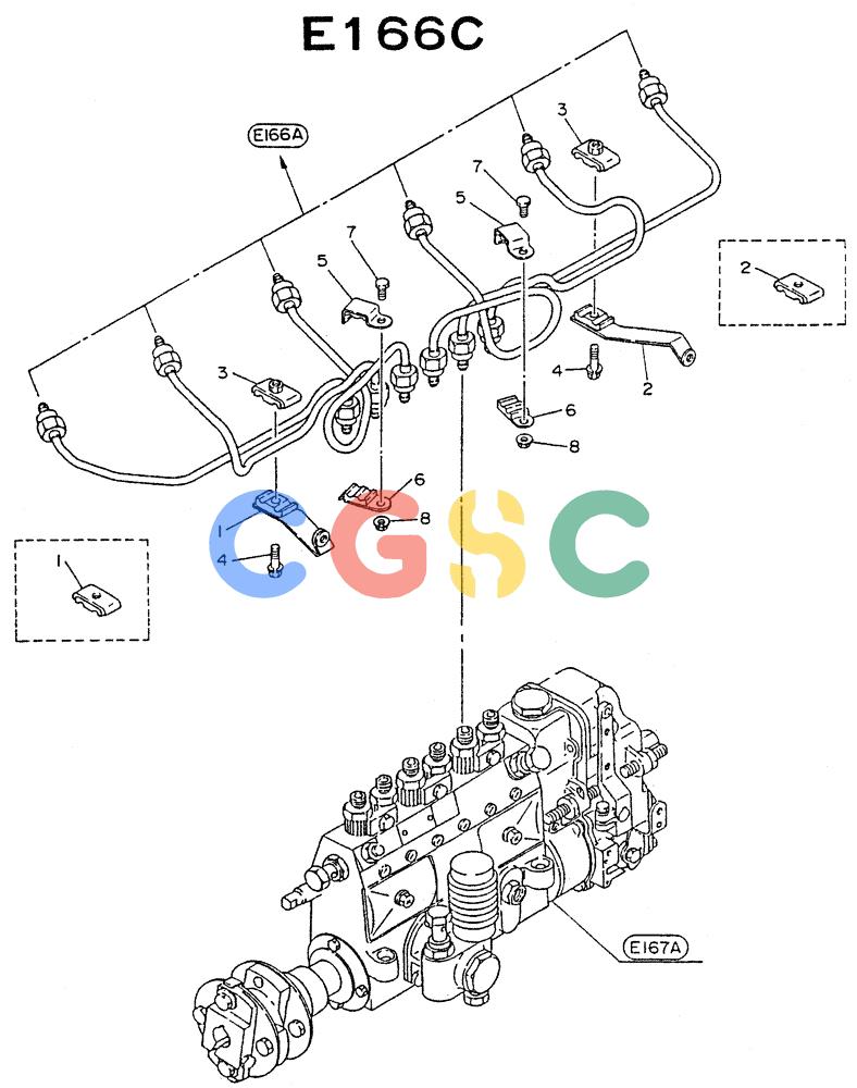 神钢零件查询(NE6(T)04) - NISSAN DIESEL ENGINE (1/86-12/98) (06-002) - PIPING FUEL "TUBE SUPPORT" Kobelco