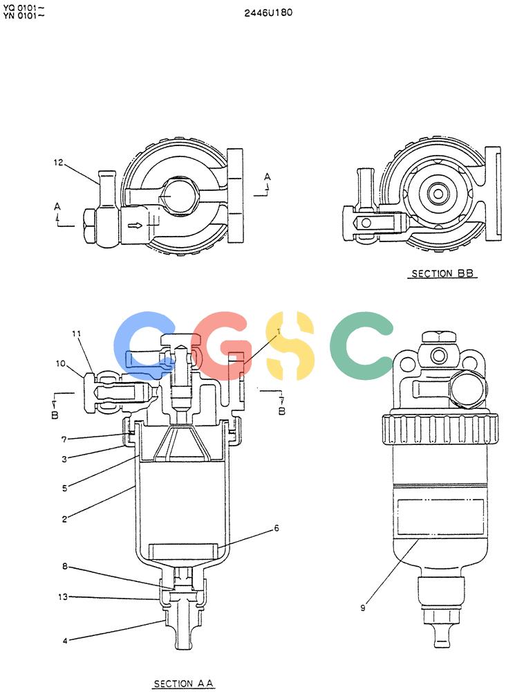 神钢零件查询(K907LC) - MARK II EXCAVATOR BTW YQ0101 - YQ0564 (1/87-12/03) (05-007) - FILTER ASSY Kobelco