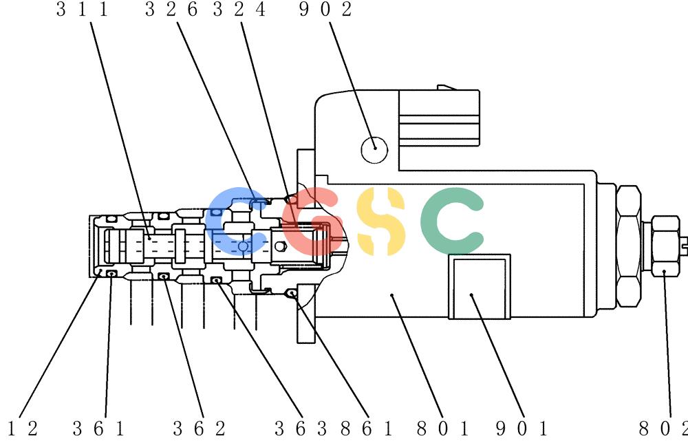 神钢零件查询(200-8) - EXCAVATOR S/N YN11-45001 - (1/06-12/09) (HC854-01-1) - VALVE ASSY, SOLENOID Kobelco