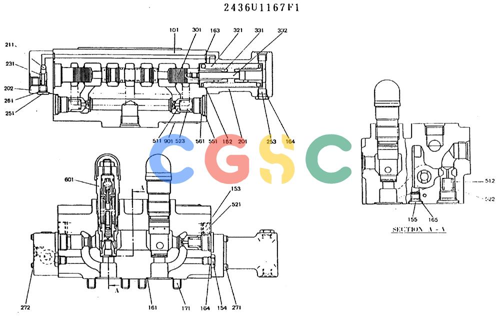 神钢零件查询(MD180LC) - EXCAVATOR ASN YG0647 (1/80-12/06) (11-013) - VALVE ASSY, CONTROL ( SWING) Kobelco