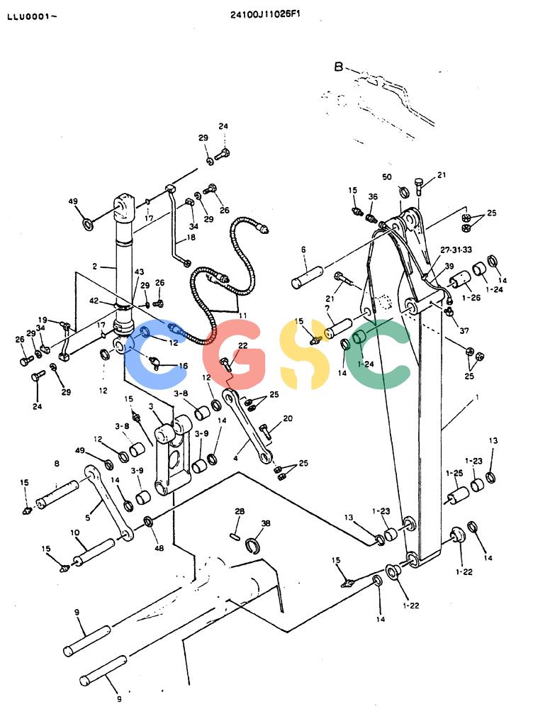 神钢零件查询(MD240BLC) - EXCAVATOR BTW LLU0001 - LLU0300 (1/80-12/06) (09-002) - ARM ASSY, 2.32M (7FT-7IN) Kobelco