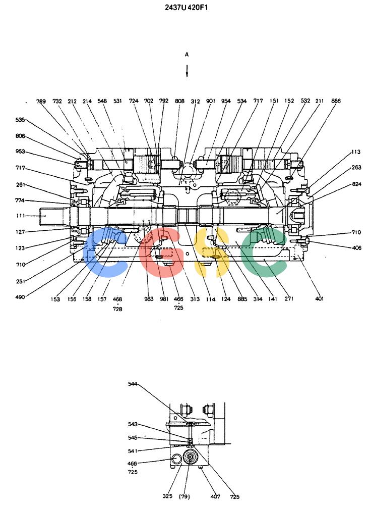 神钢零件查询(MD240C) - EXCAVATOR BTW LLU0301 - LLU0600 (1/80-12/06) (14-006) - PUMP ASSY - 2437U420F1 Kobelco