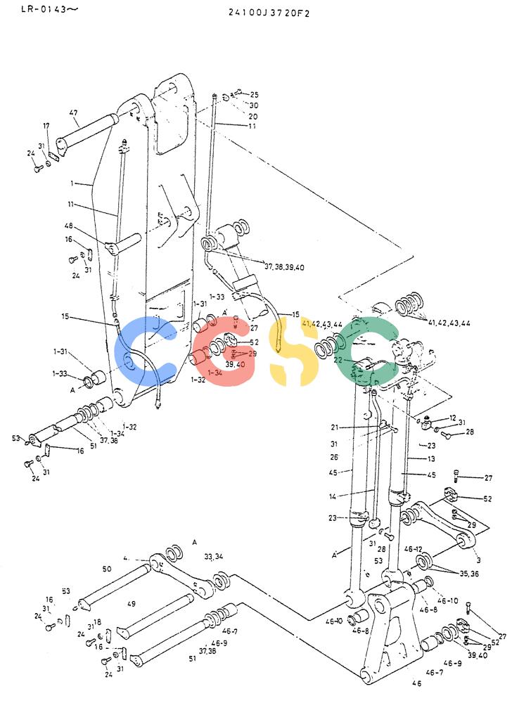 神钢零件查询(K914) - EXCAVATOR ASN LR-0143 (1/79-12/03) (08-022) - ARM ASSY P/N 24100J3720F2 Kobelco