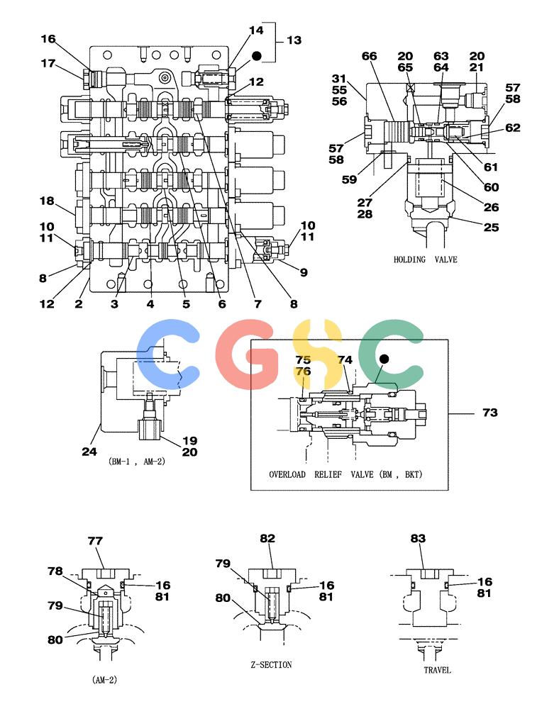 纽荷兰零件查询(E805) - CRAWLER EXCAVATOR TIER 3 (7/06-) (08-203-00[01]) - CONTROL VALVE New Holland Constructuion