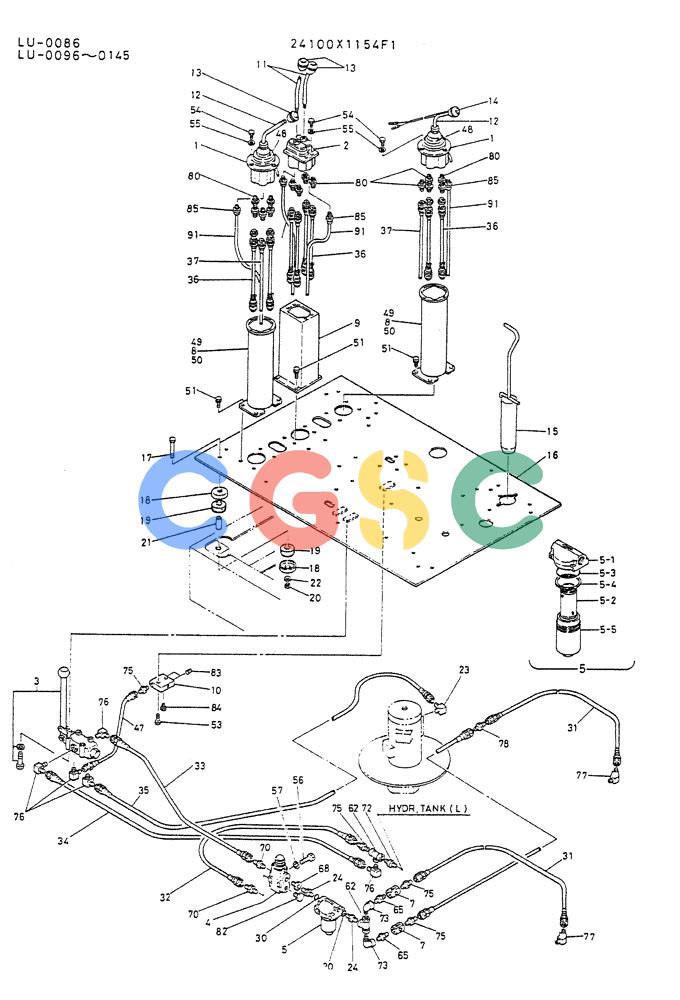 神钢零件查询(K935) - EXCAVATOR SUPPLEMENT ASN LU00154 (1/76-12/03) (03-001[01]) - CONTROL ASSY, P/N 24100X1154F1 Kobelco