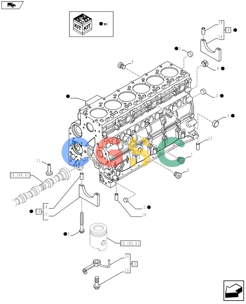神钢零件查询(F4HFE613V A003) - ENGINE 5801366314 - 84169139 (9/10-) (10.001.02) - CRANKCASE (2852417) Kobelco