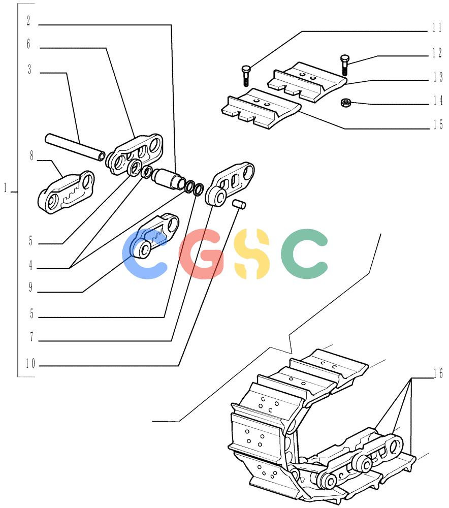 纽荷兰零件查询(DC150LT) - CRAWLER DOZER (6/00-) (9.347[01]) - SALT TRACK CHAIN - SHOES (1GR.L=550MM) - OPTIONAL CODE 76029243 New Holland Constructuion