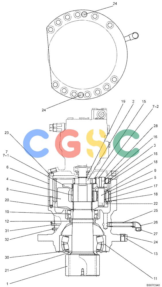 纽荷兰零件查询(E175B) - CRAWLER EXCAVATOR TIER 3 (NA) - N7DA16301 - (5/07-) (08-12[00]) - REDUCTION ASSY (SWING) (YM32W00004F1) New Holland Constructuion