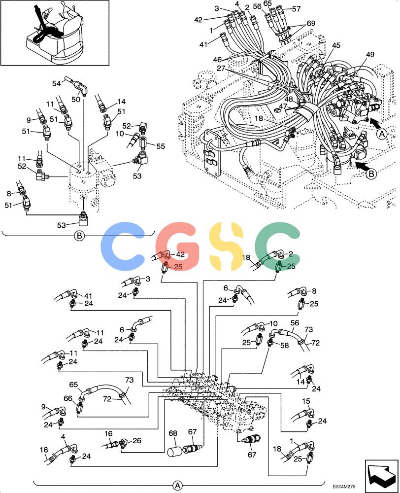 纽荷兰零件查询(E15) - COMPACT CRAWLER EXCAVATOR (N.A.) (1/06-) (08-04[00]) - HYDRAULIC LINES - UPPER 2 (NIBBLER & BREAKER New Holland Constructuion