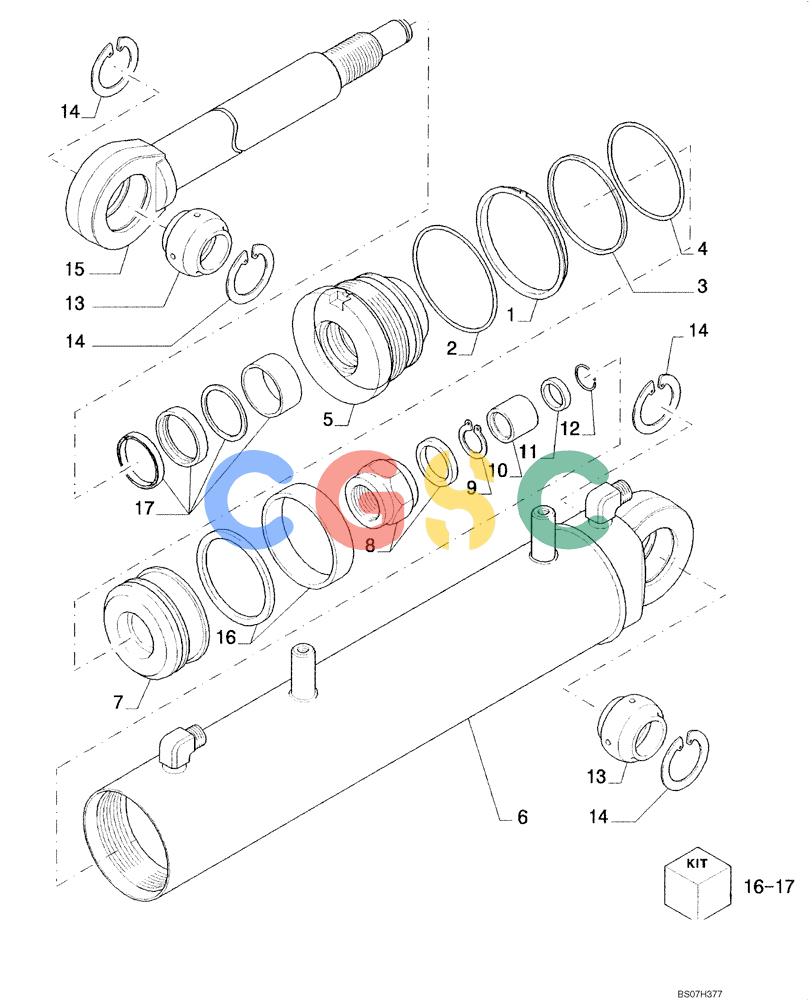 纽荷兰零件查询(D150B) - CRAWLER DOZER TIER 3 (HYDRO) (10/07-) (08-24) - CYLINDER ASSY. - ANGLE (LT & XLT) New Holland Constructuion