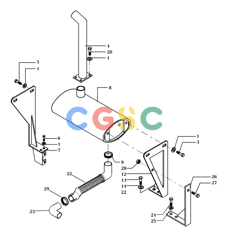 纽荷兰零件查询(DC100) - CRAWLER DOZER (N.A. VERSION) (4/00-) (0.530[01F]) - MUFFLER DC100 (BEFORE JULY 2000 ) New Holland Constructuion