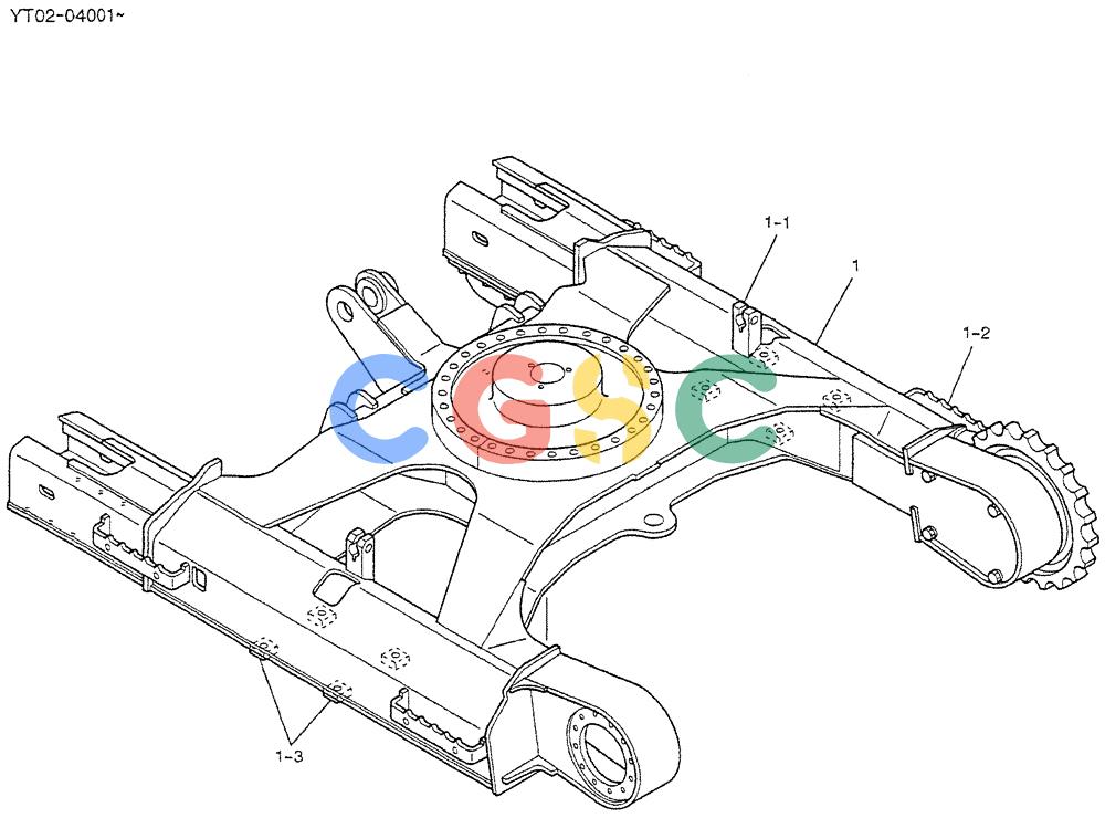 神钢零件查询(DOZER) - ATTACHMENT - SK70SR-1E EXCAVATORS ASN YT02-04001 (1/04-12/04) (02-002) - LOW GROUP, P/N YT02F00009P1 Kobelco