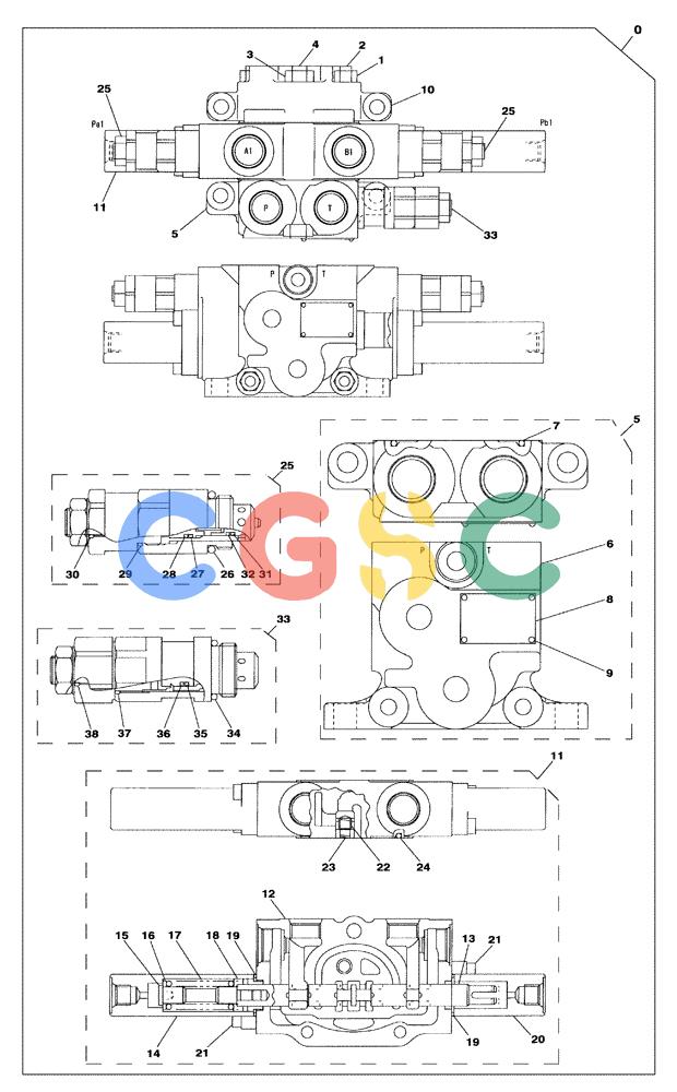 纽荷兰零件查询(E805) - CRAWLER EXCAVATOR TIER 3 (7/06-) (08-255-00[01]) - CONTROL VALVE - SMALL FLOW New Holland Constructuion