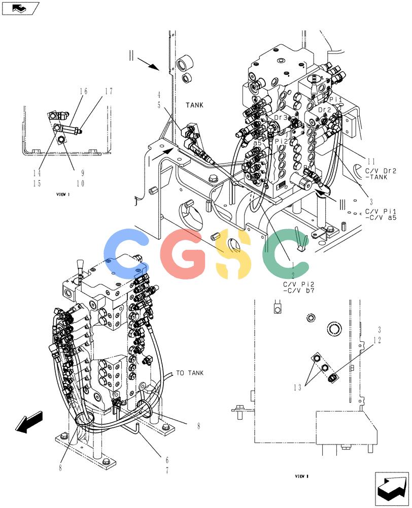 纽荷兰零件查询(E80BMSR) - COMPACT CRAWLER EXCAVATOR ASN LF06-04501 (NBTA18037) (01-027[01]) - CONTROL LINES, MAIN (NIBBLER & BREAKER + DOZER) New Holland Constructuion