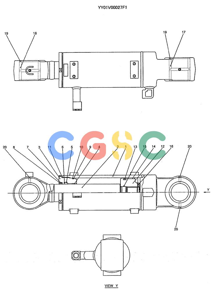 神钢零件查询(ED150) - BLADE RUNNER EXCAVATOR/DOZER ASN YH02-01384 (4/02-12/03) (04-011) - CYLINDER ASSY, DOZER Kobelco