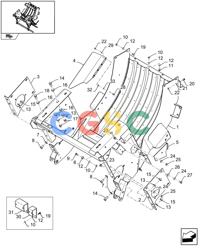 凯斯零件查询(LB433R) - BIG RECTANGULAR BALER 'ROTOR CUTTER' (9/08-12/12) (13.23[01]) - FEED CHAMBER, FRAME Case Agriculture