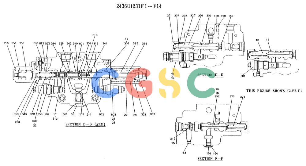 神钢零件查询(K907LC) - MARK II EXCAVATOR ASN YQ0565 (GLOBAL) (1/87-12/03) (11-026[03]) - VALVE ASSY, CONTROL (2436U1231) Kobelco
