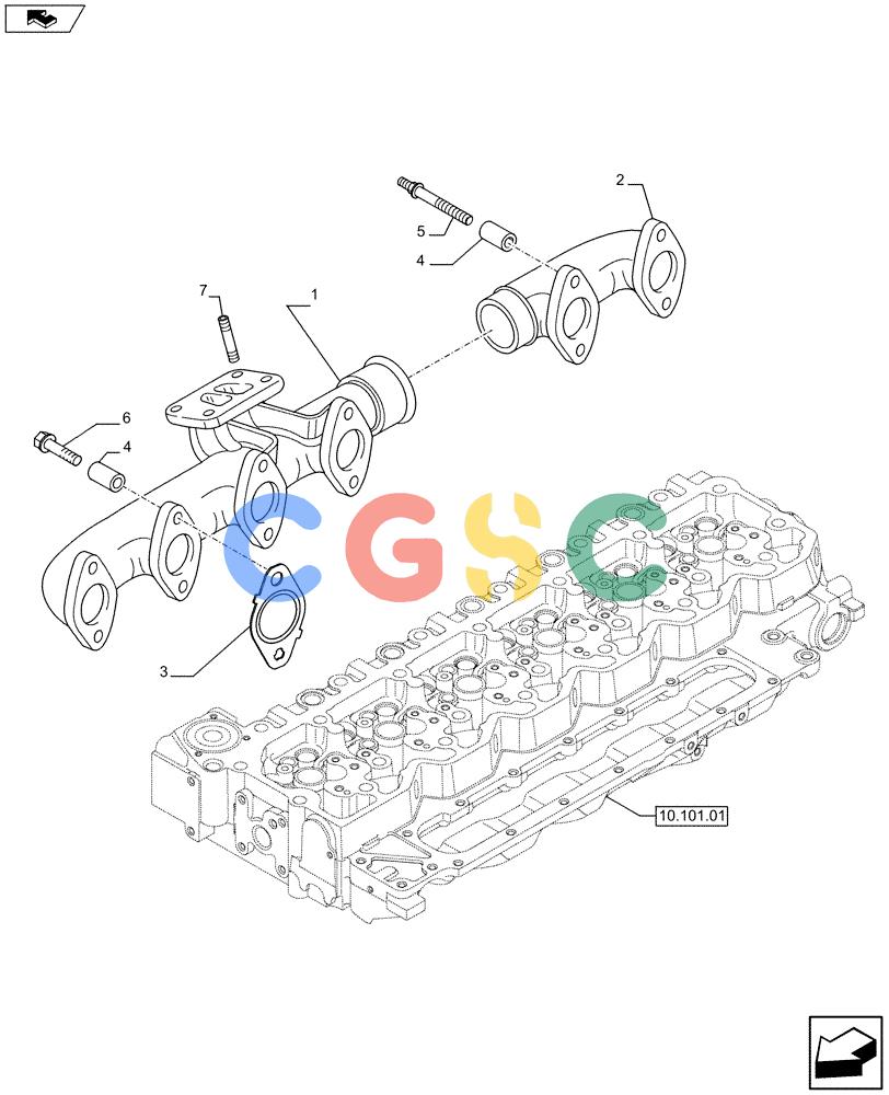 神钢零件查询(F4HFE613T A004) - ENGINE 504384900 - 84232924 (3/11-) (10.254.05) - EXHAUST MANIFOLD (2854535) Kobelco