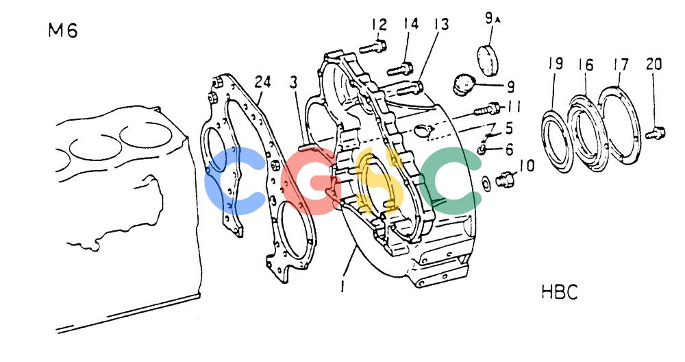 神钢零件查询(6D16-T) - MITSUBISHI DIESEL ENGINE - K907 & MD180LC (1/87-12/06) (01-007) - FLYWHEEL HOUSING Kobelco