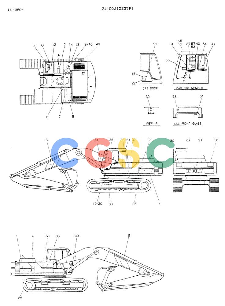 神钢零件查询(K909LC) - MARK II EXCAVATOR BTW LL1207 - LL1487 (1/87-12/03) (10-002) - LABEL, NAME-PLATE Kobelco
