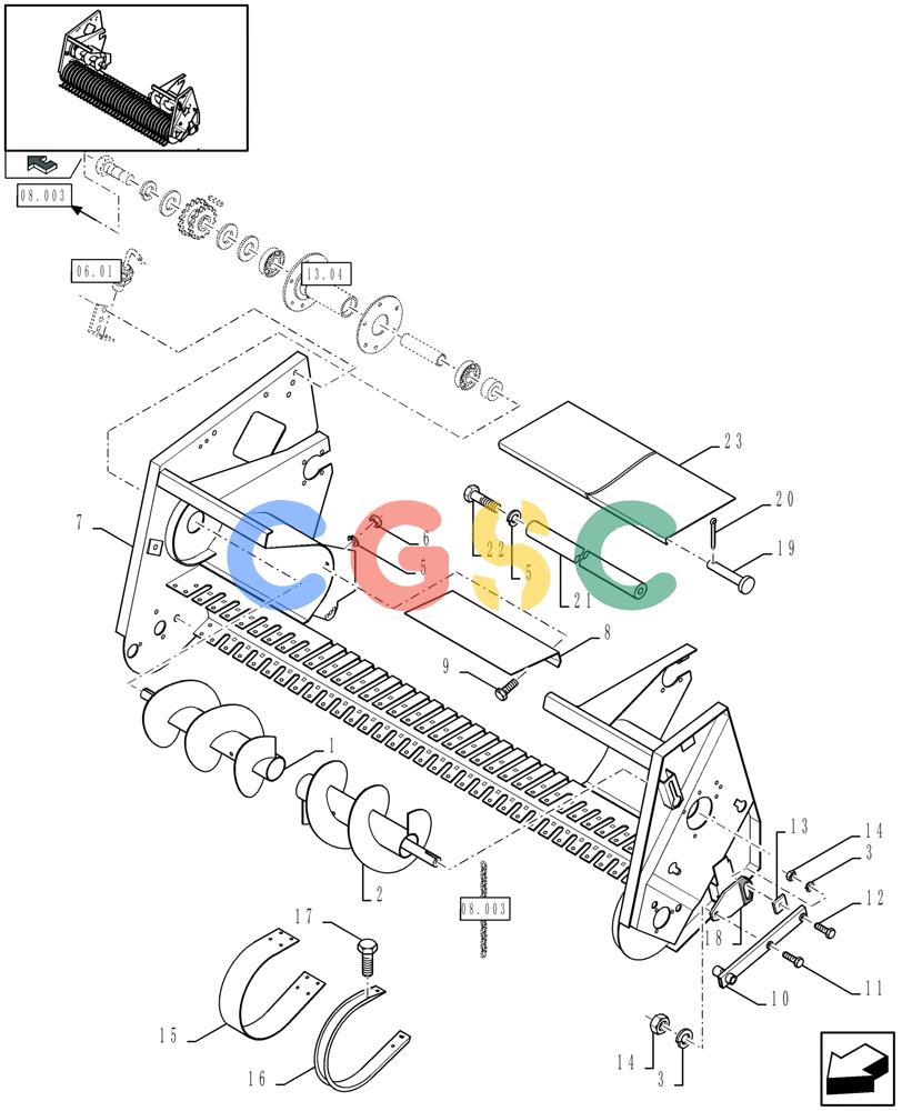 凯斯零件查询(LBX432R) - BIG RECTANGULAR BALER ''ROTOR CUTTER'' (3/03-12/08) (13.06[01]) - PICK-UP, FRAME Case Agriculture