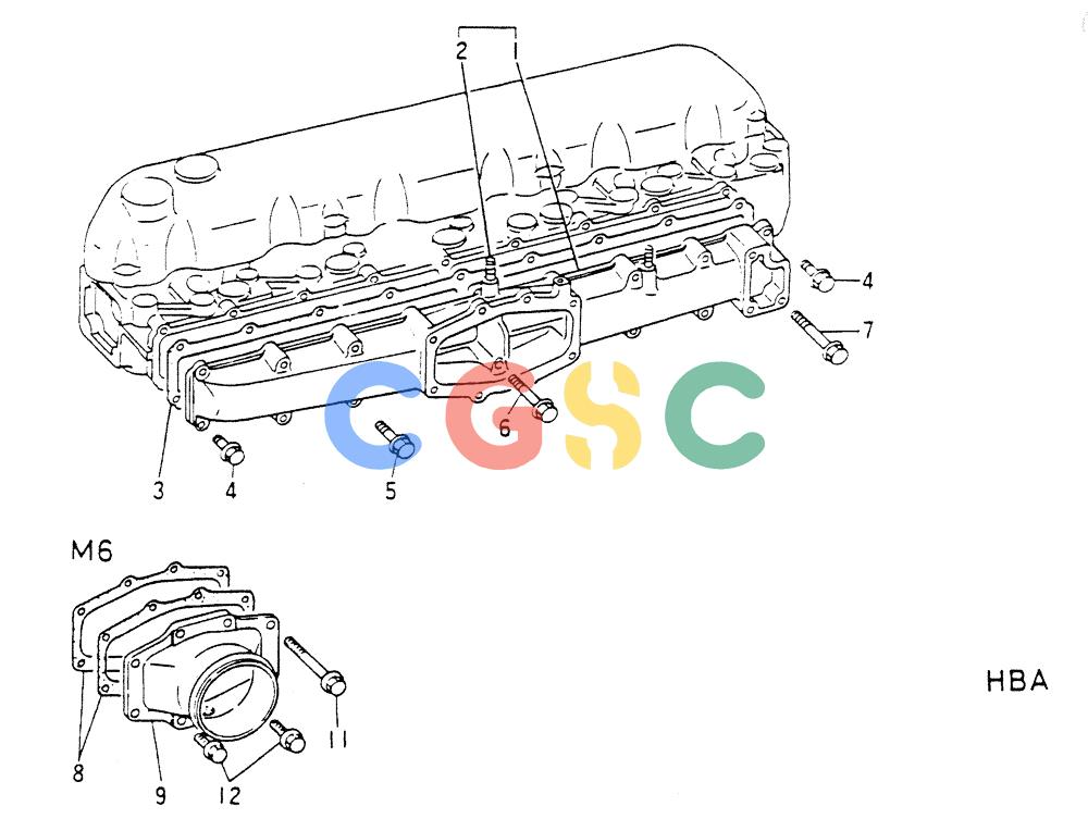 神钢零件查询(6D16-T) - MITSUBISHI DIESEL ENGINE - K907 & MD180LC (1/87-12/06) (01-021) - INLET MANIFOLD Kobelco