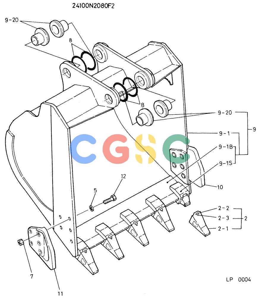 神钢零件查询(K905) - EXCAVATOR BTW LP0004 - LP0554 (1/82-12/03) (04-010) - BUCKET ASSEMBLY, 0.6 CUBIC METER Kobelco