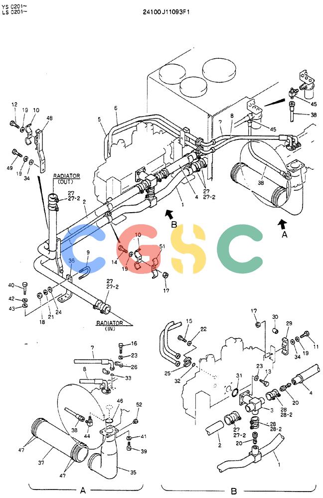神钢零件查询(MD450BLC) - EXCAVATOR BTW TS0201 - TS0394 (1/80-12/06) (04-002) - HYDR LINES, UPP Kobelco